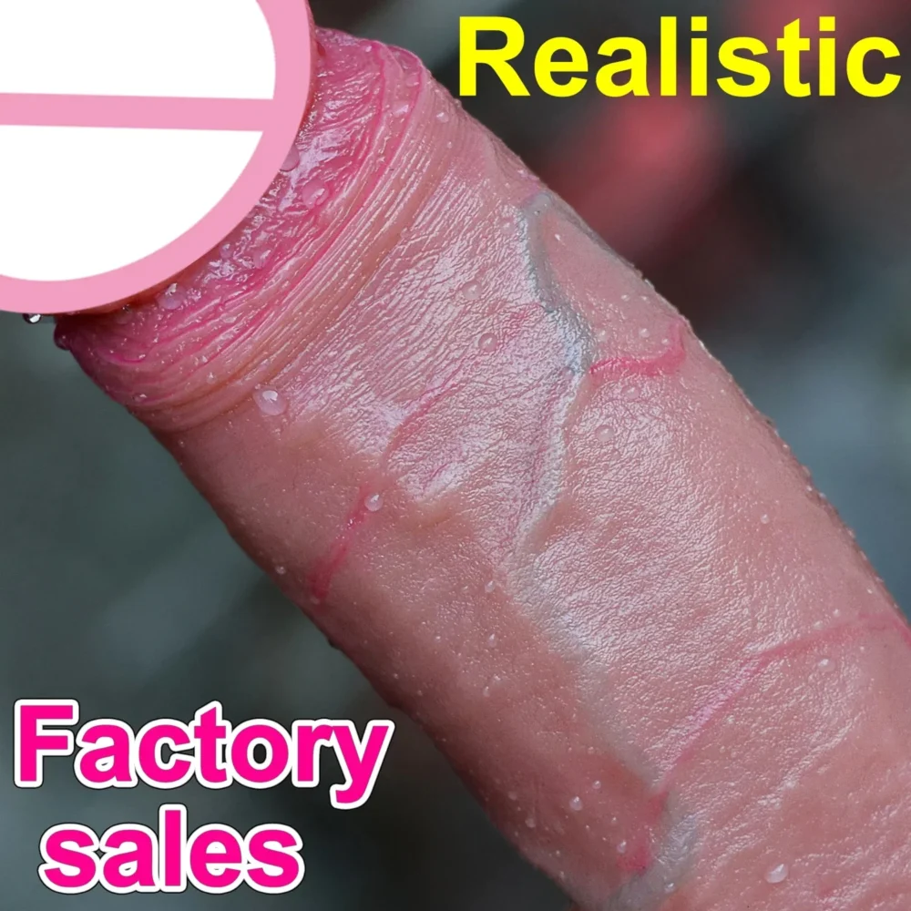 Super Real Skin Silicone Big Dildo with Suction Cup for Women